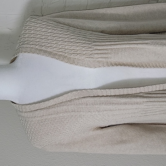 J. Jill Cardigan Sweater Open Front Long Sleeve Wool Knit Cable Longline Cream M - Picture 3 of 15